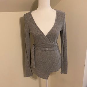Bobeau Grey Wrap Sweater
